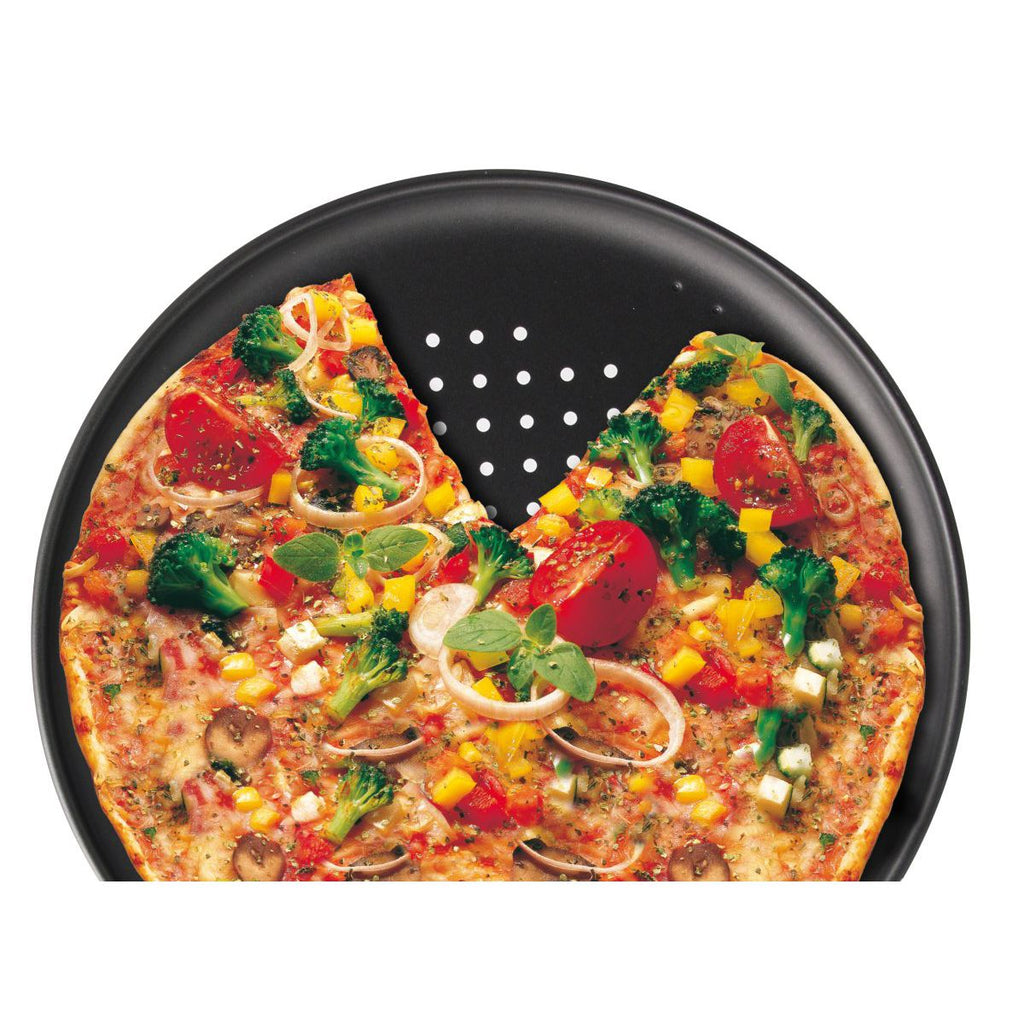 Zenker - Lot De 2 Plaques À Pizza À Fond Perforé 32 Cm Zenker Spécial Countries - Noir