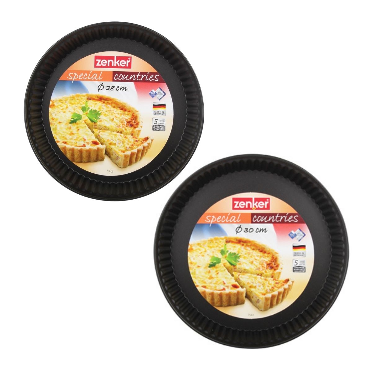 Zenker - Set De 2 Moules À Tartes Ou Quiches De 28 Cm Et 30 Cm Zenker Spécial Countries - Noir