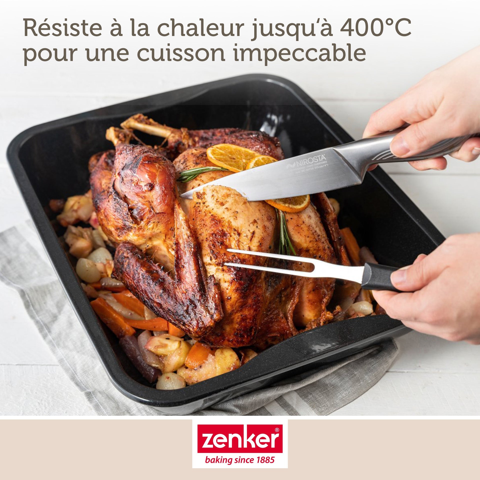 Zenker - Lot De 2 Plats Four 40/34/8 Cm En Acier Émaillé Avec 2 Ustensiles Zenker Special Cooking - Noir