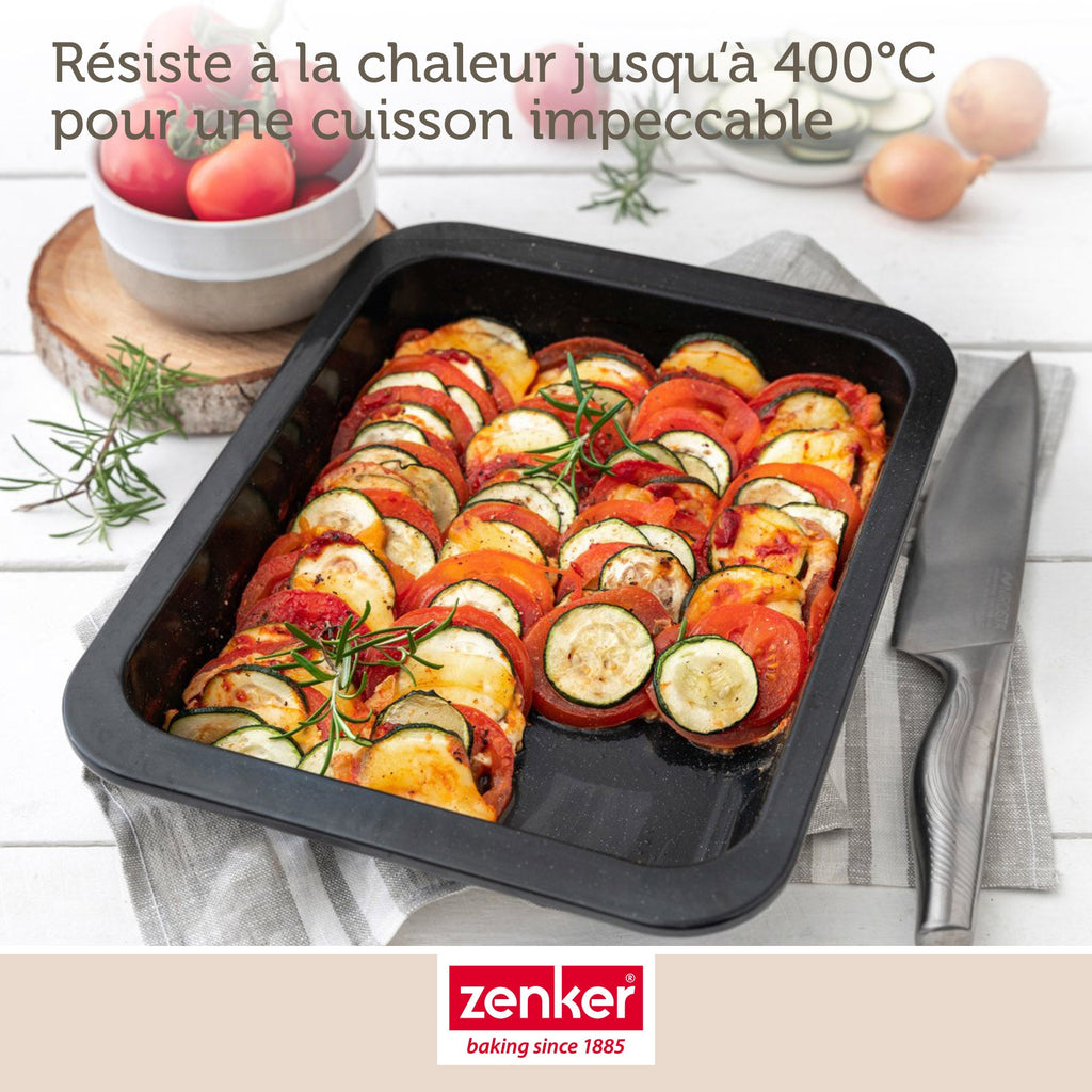 Zenker - Lot De 2 Plats Four 33/33 Cm En Acier Émaillé Avec 2 Ustensiles Zenker Special Cooking - Noir
