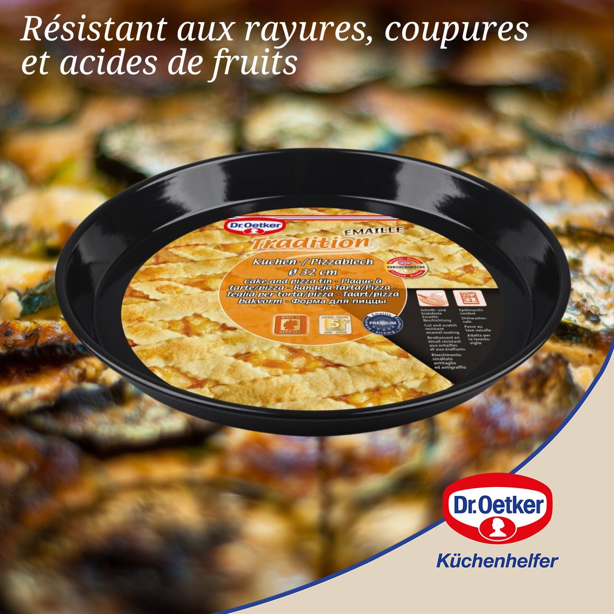 Dr Oetker - Plat À Four Pour Tartes Et Pizzas 32 Cm Dr.Oetker Tradition - Noir