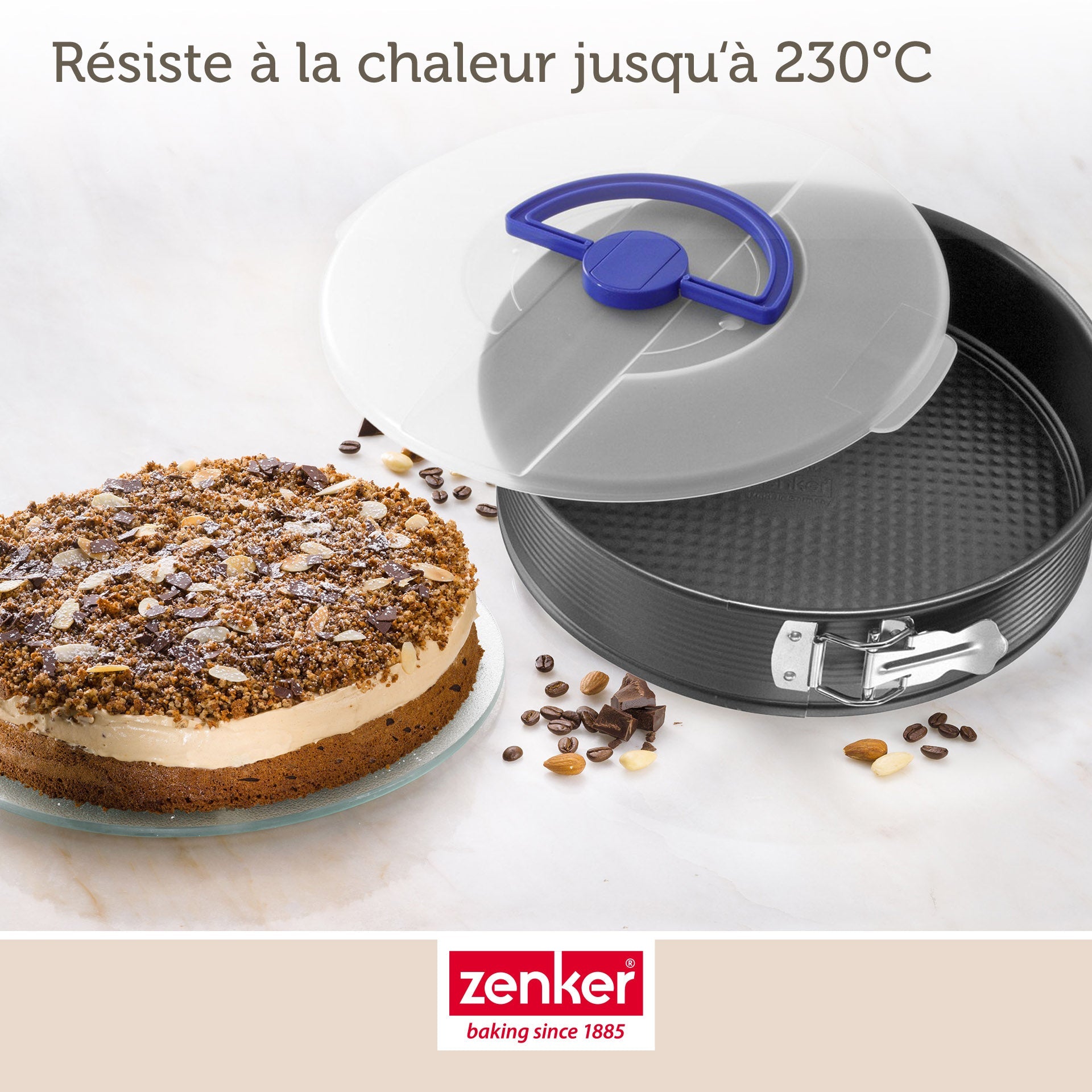 Zenker - Moule À Manqué À Charnière 26 Cm Avec Couvercle De Transport Zenker Pure - Noir