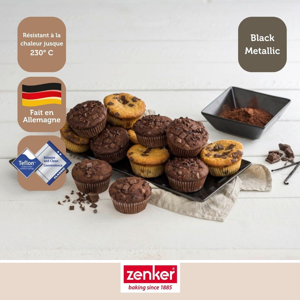 Zenker - Moule À Muffins 12 Empreintes 38 X 26 Cm Zenker Black Metallic - Noir