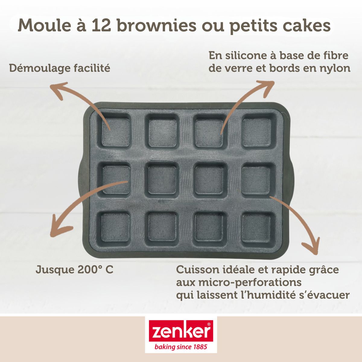 Zenker - Moule À Gâteaux 12 Carrés En Silicone Fibre De Verre Zenker - Noir
