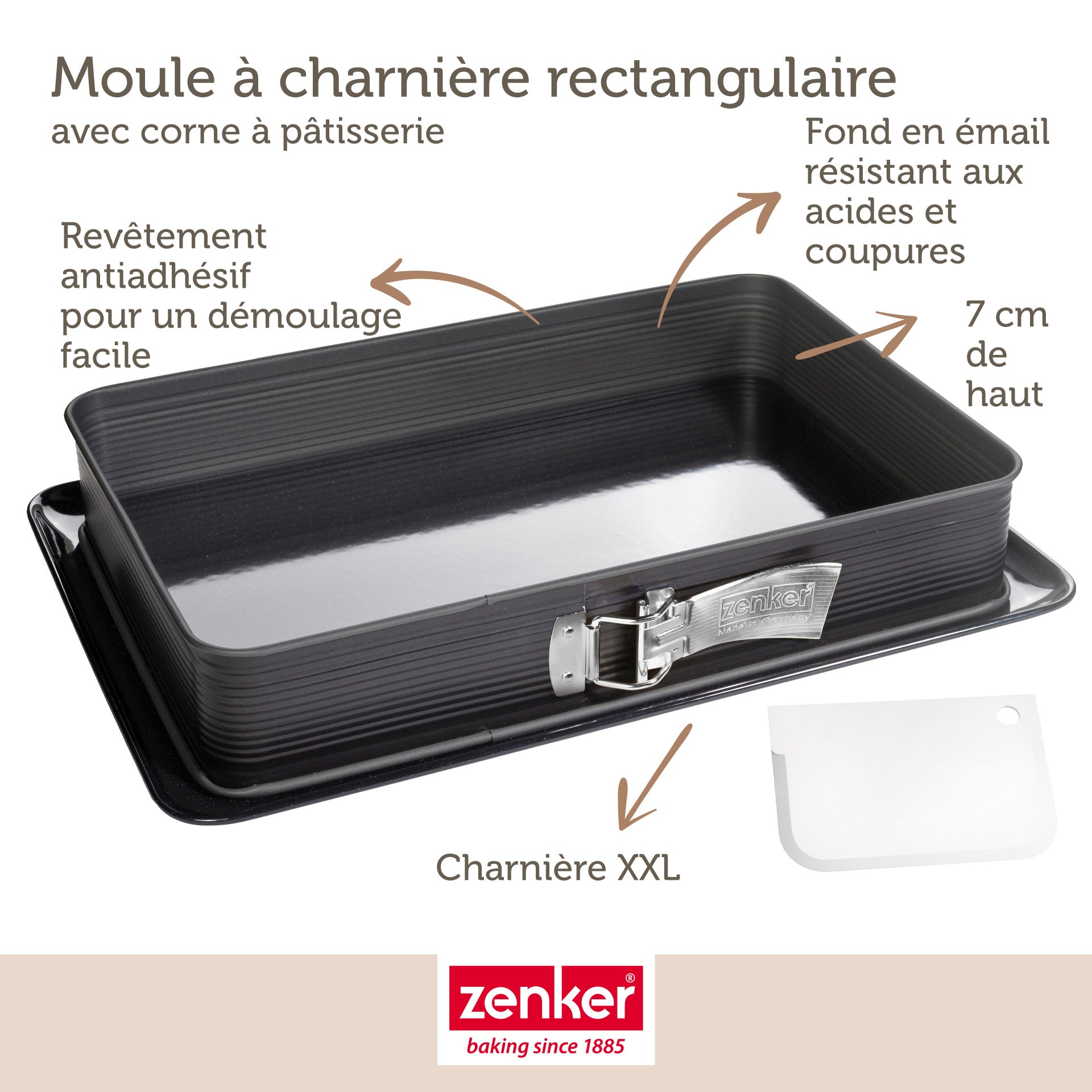 Zenker - Moule À Charnière Rectangulaire En Acier Émaillé Et Sa Spatule 42 X 29 Cm Zenker Deluxe - Noir