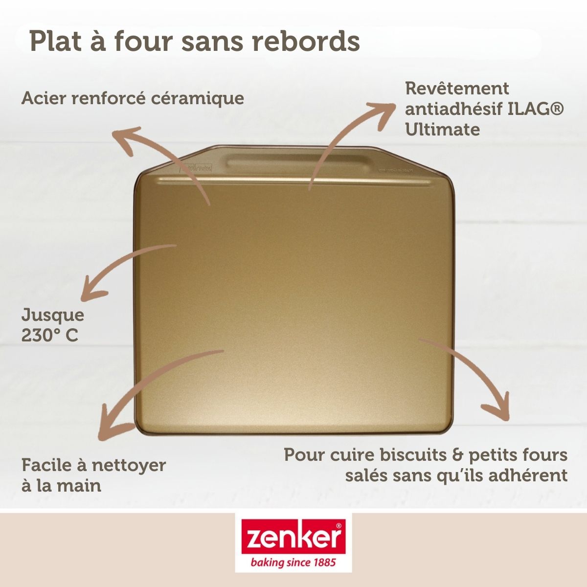 Zenker - Plaque À Pâtisserie Sans Rebords 36 X 33 Cm Zenker Mojave Gold - Or