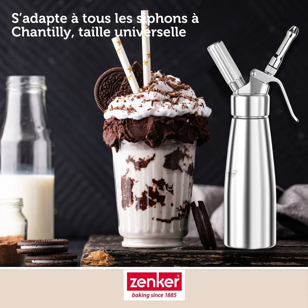 Zenker - Lot De 18 Cartouches De Protoxyde D'Azote Pour Siphon À Chantilly Zenker Smart Pastry - Gris