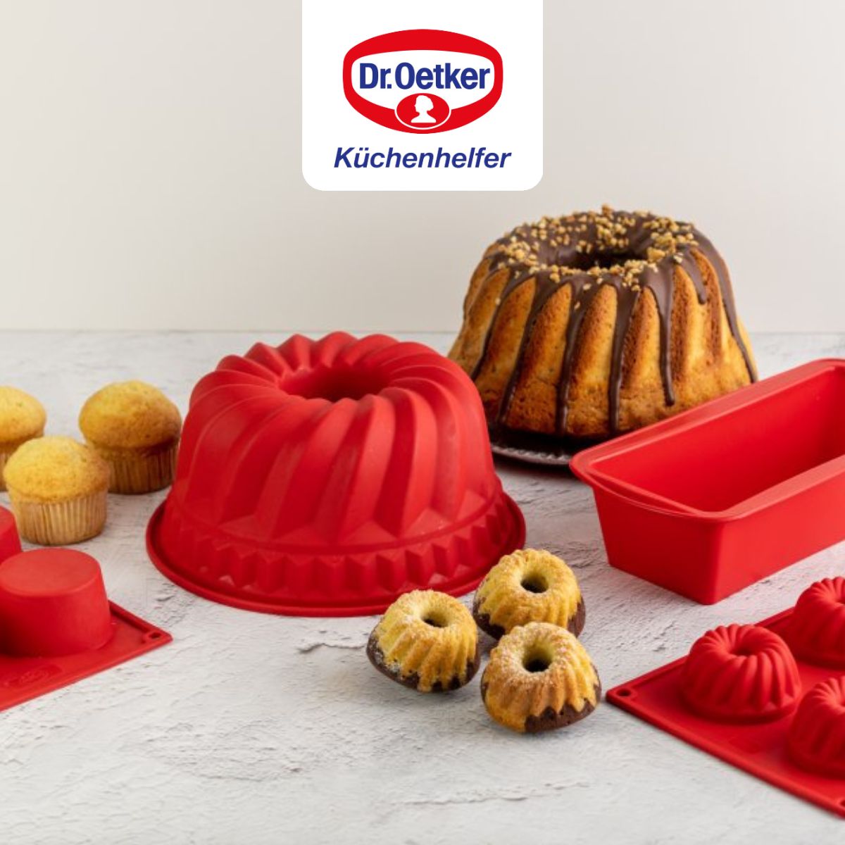 Dr Oetker - Deux Moules À Manqué En Silicone De 26 Cm Dr. Oetker Flexxibel Love - Rouge