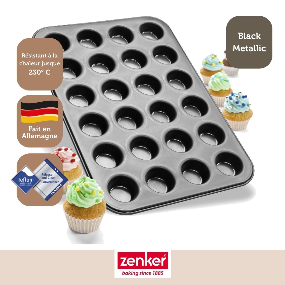 Zenker - Lot De 2 Moules À Gâteaux 38,5/26,5 Cm En Acier Black Metallic Black Mettallic Zenker Black Mettallic - Noir