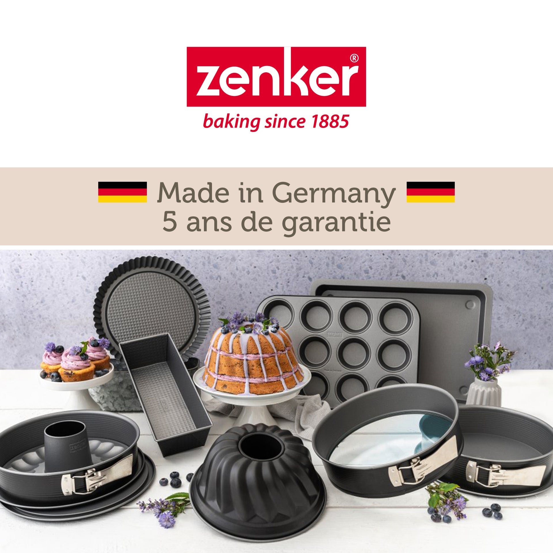 Zenker - Lot De 2 Moules À Gâteaux 28/28 Cm En Acier Zenker Energy - Gris