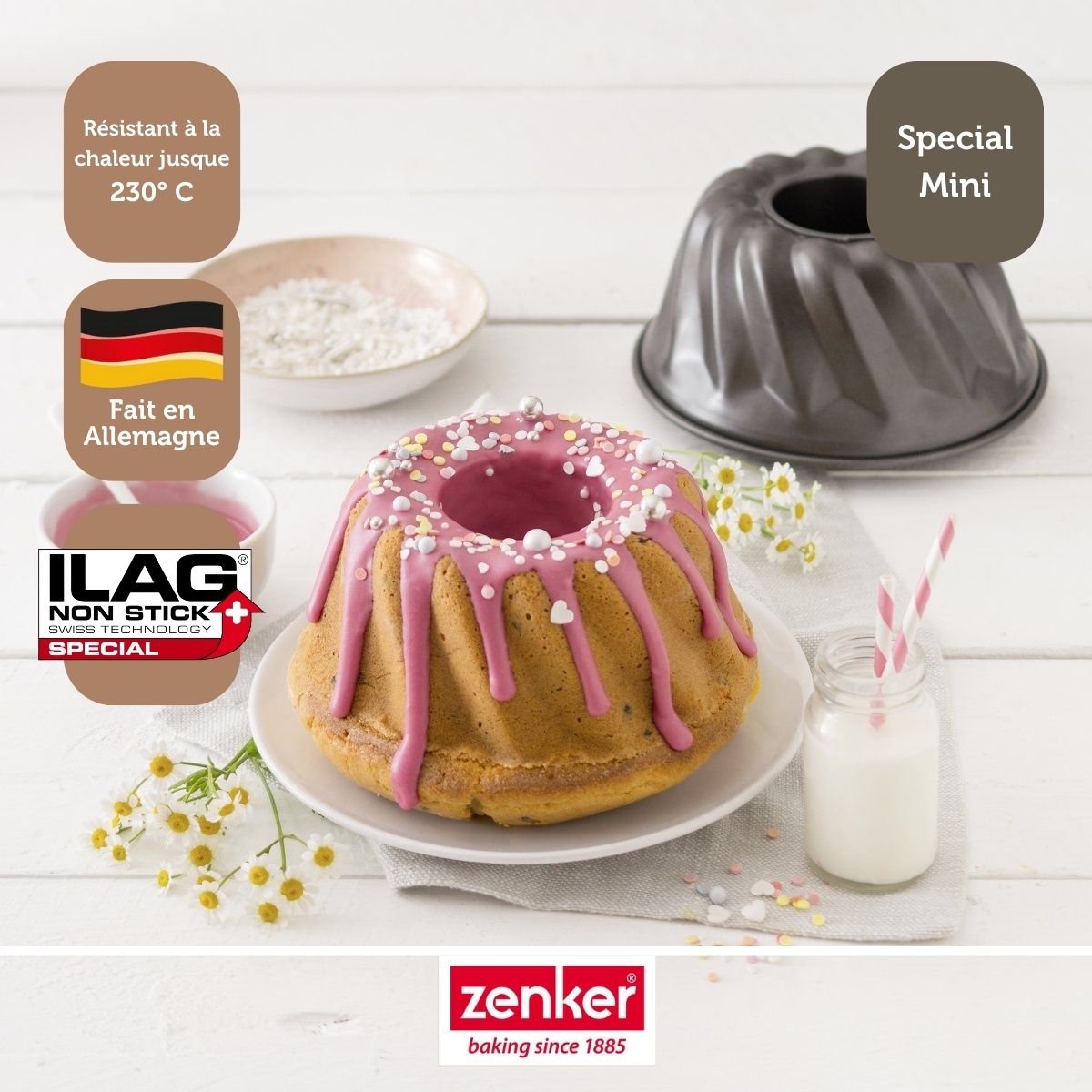 Zenker - Lot De 2 Moules À Kouglof 18/18 Cm En Acier Spécial Mini Spécial Mini Zenker Spécial Mini - Noir