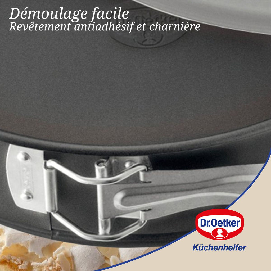 Dr Oetker - Moule À Manqué À Charnière 26 Cm Avec Couvercle De Transport Dr. Oetker Bake And Go - Noir