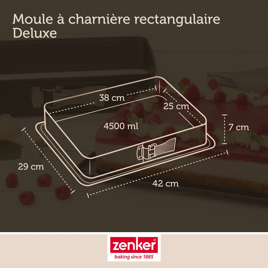 Zenker - Moule À Charnière Rectangulaire En Acier Émaillé Et Sa Spatule 42 X 29 Cm Zenker Deluxe - Noir
