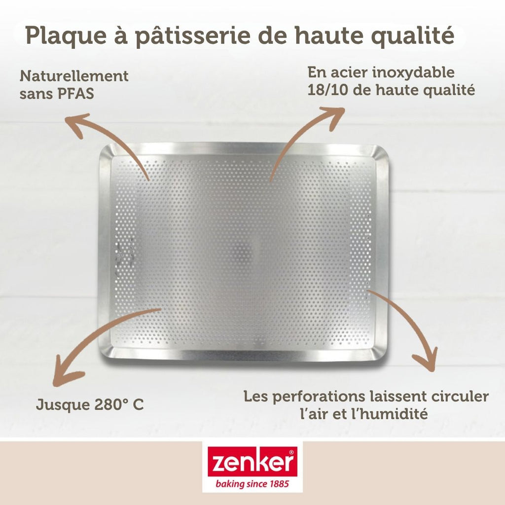 Zenker - Plaque À Pâtisserie Perforée 40 X 30 Cm En Acier Inoxydable Zenker Special Cooking - Aluminium