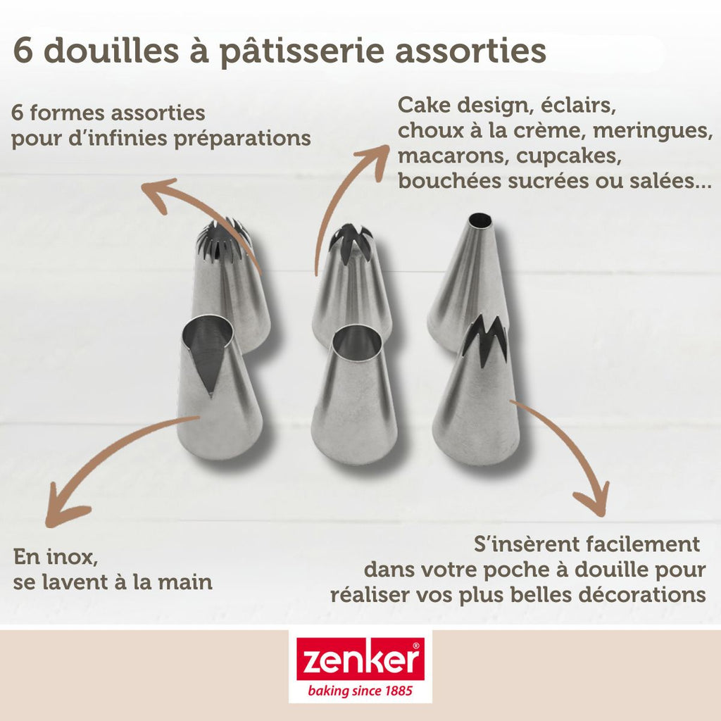 Zenker - Lot De 6 Douilles À Pâtisserie En Inox Grand Modèle Zenker Smart Pastry - Gris