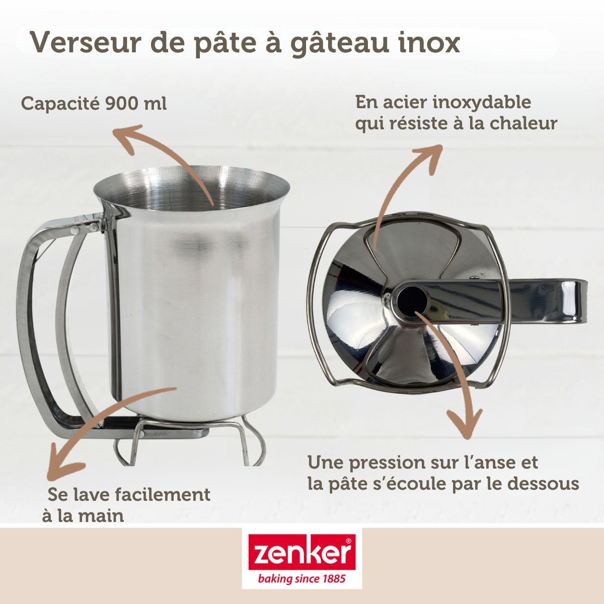 Zenker - Verseur De Pâte À Gâteau En Inox Zenker - Gris