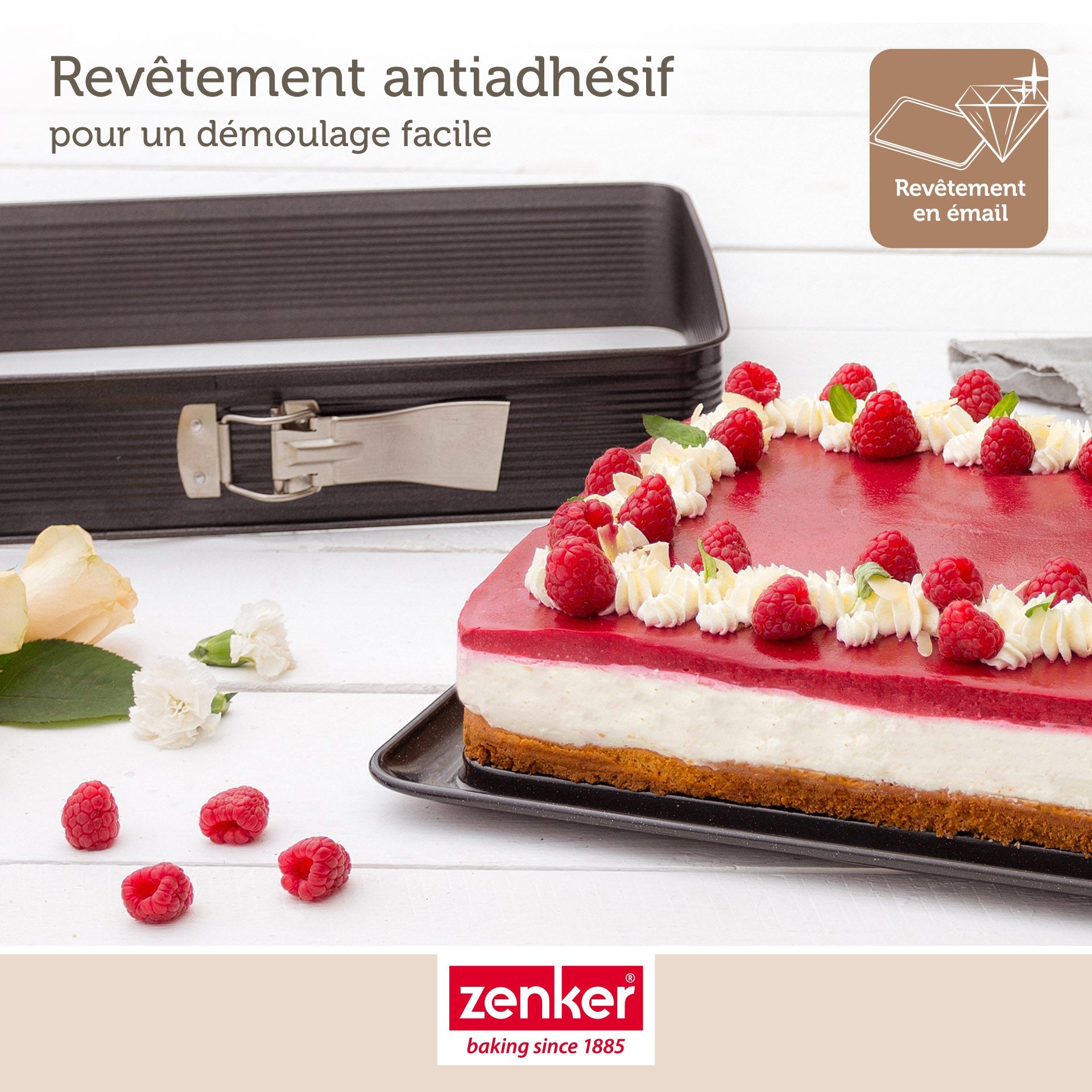 Zenker - Moule À Charnière Rectangulaire En Acier Émaillé Et Sa Spatule 42 X 29 Cm Zenker Deluxe - Noir