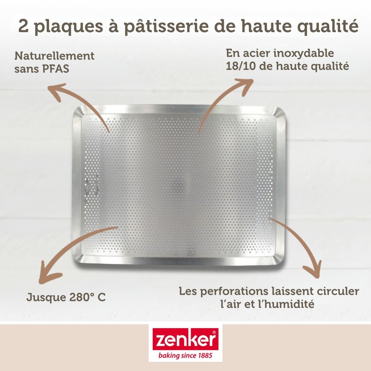 Zenker - Lot De 2 Plaques À Pâtisserie Perforées En Inox Zenker Special Cooking - Aluminium