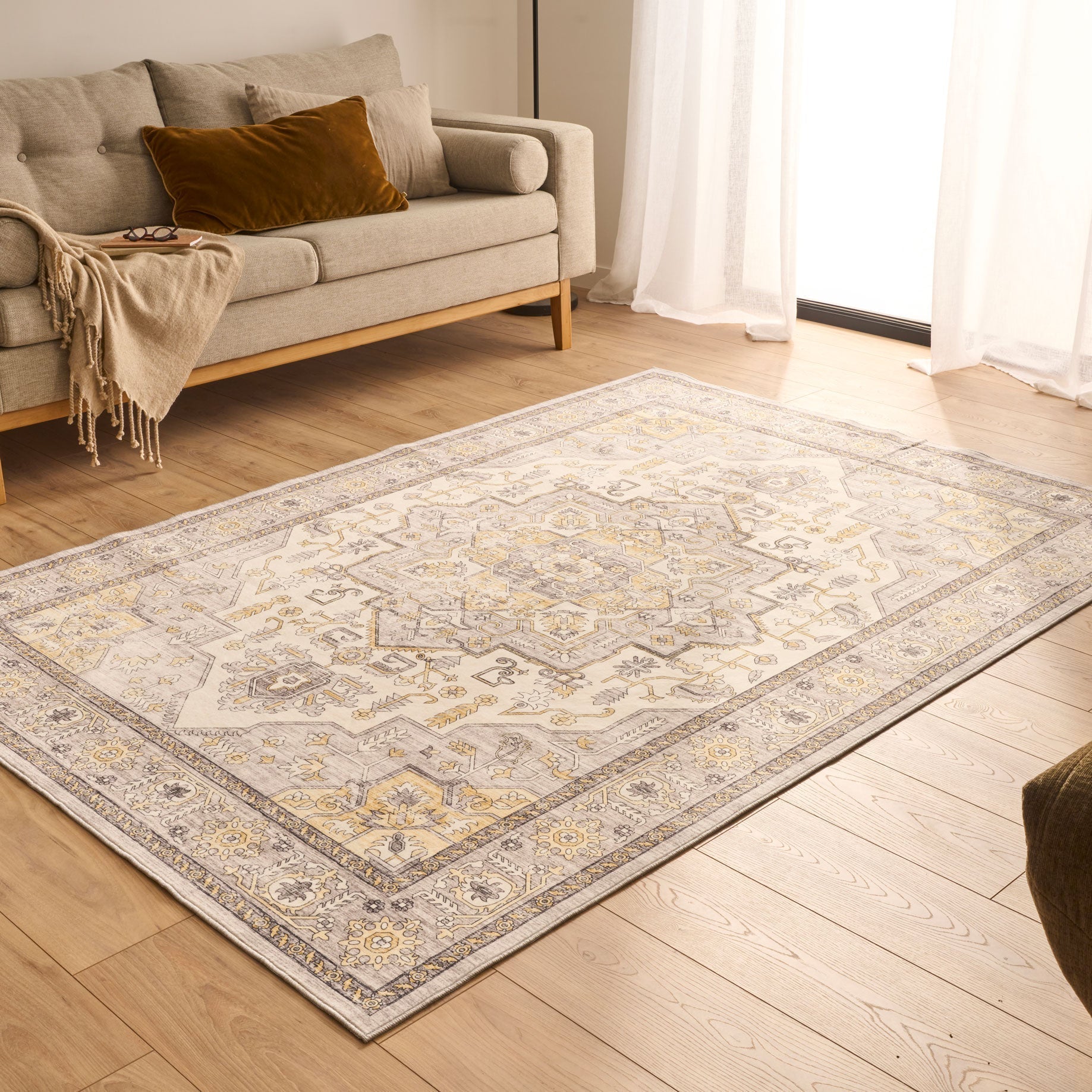 Ottoman - Tapis D'Intérieur - Polyester - Jaune