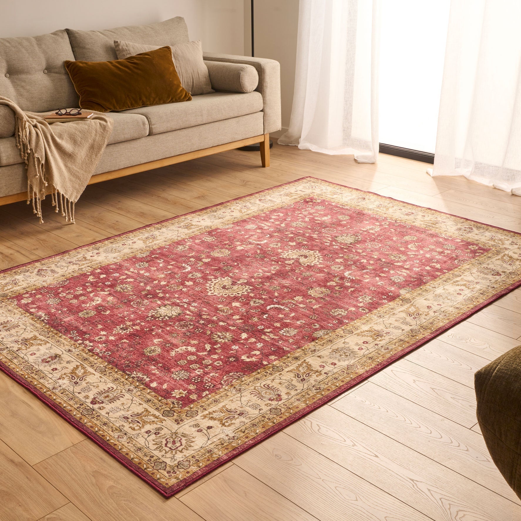 Ottoman - Tapis D'Intérieur - Polyester - Rouge