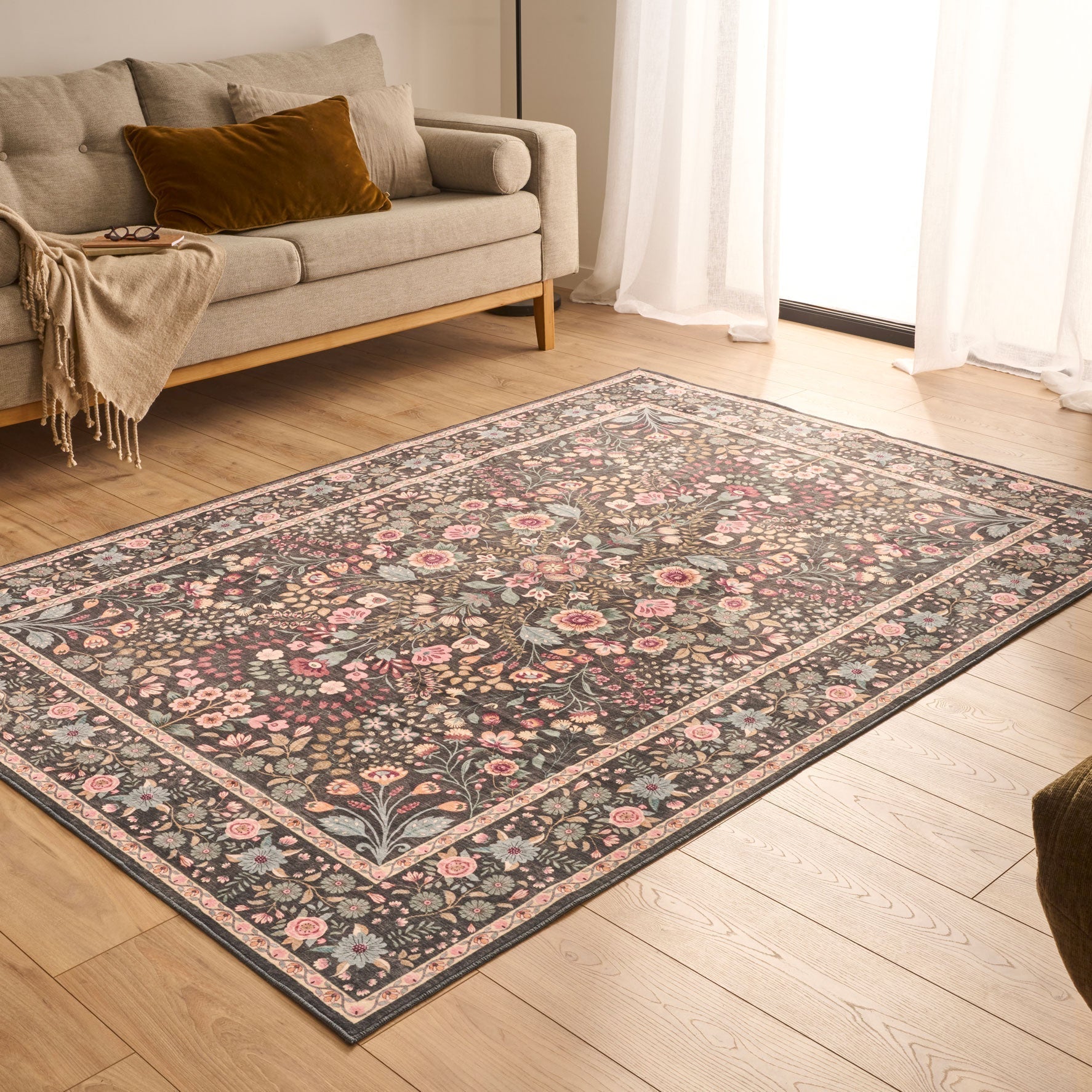 Ottoman - Tapis D'Intérieur - Polyester - Noir