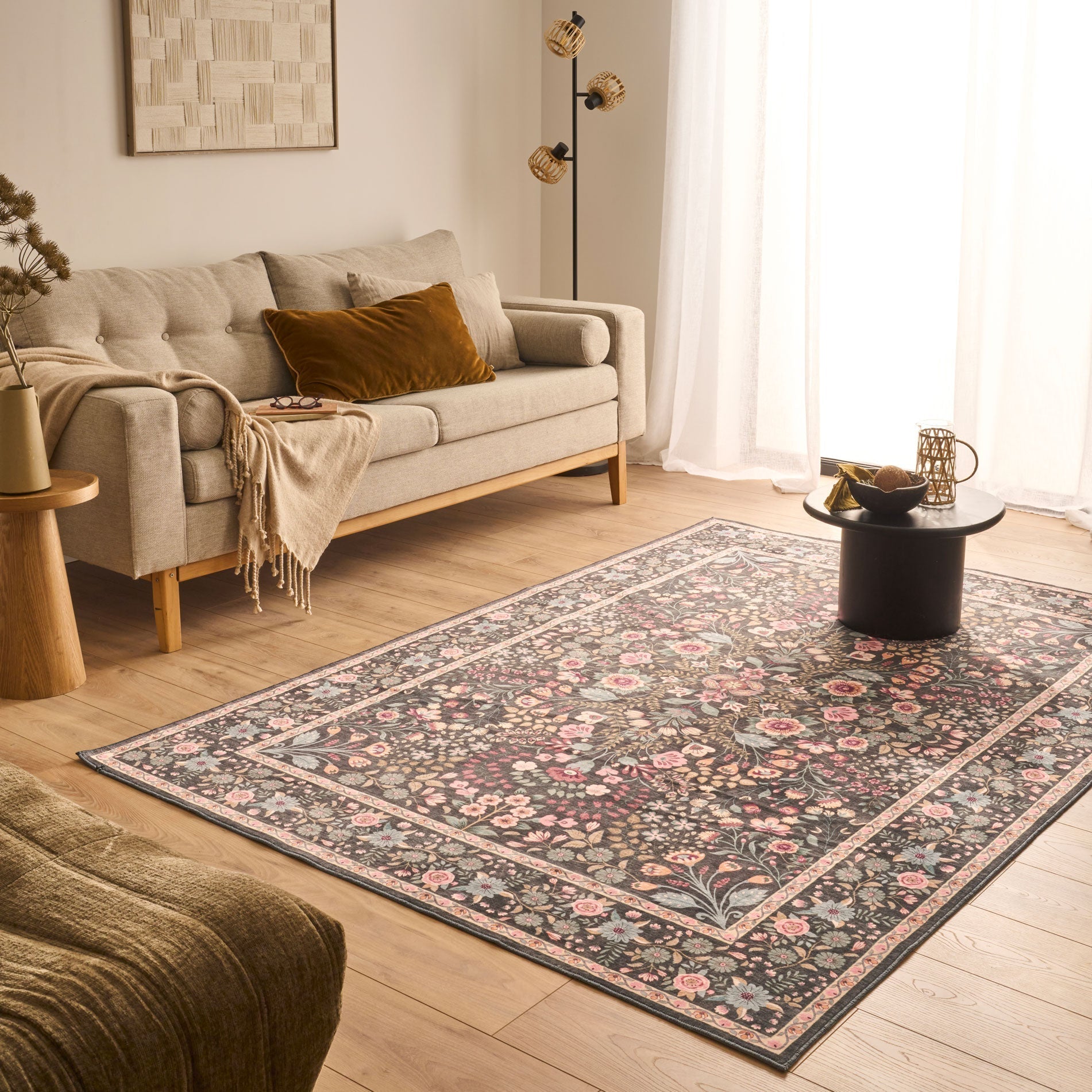 Tapis à motifs traditionnels - Noir - Collection Ottoman OTTOMAN