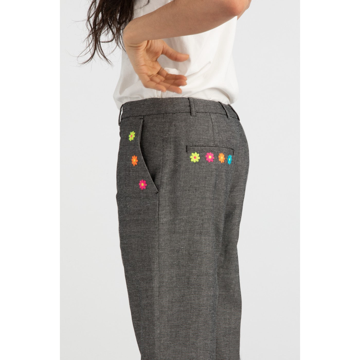 Pantalon Flower Embroidered Tailored