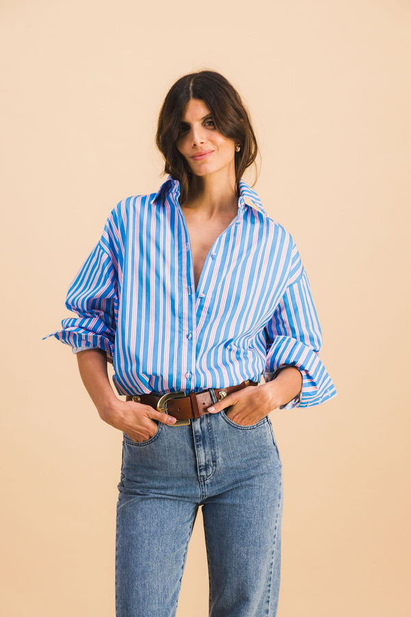 Chemise Dona Stripes Bleu Et Rose