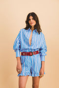 Short Dario Stripes Bleu Et Rose