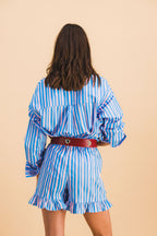 Short Dario Stripes Bleu Et Rose