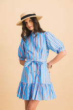 Robe Clementine Stripes Bleu Et Rose