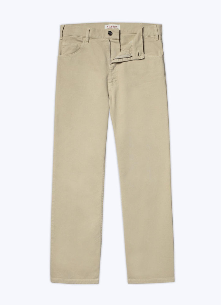 Fursac - Pantalon Flare En Twill De Coton Beige