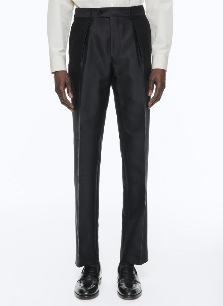 Fursac - Pantalon Noir En Coton Et Soie