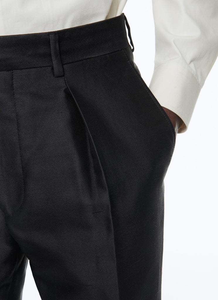 Fursac - Pantalon Noir En Coton Et Soie