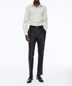 Fursac - Pantalon Noir En Coton Et Soie
