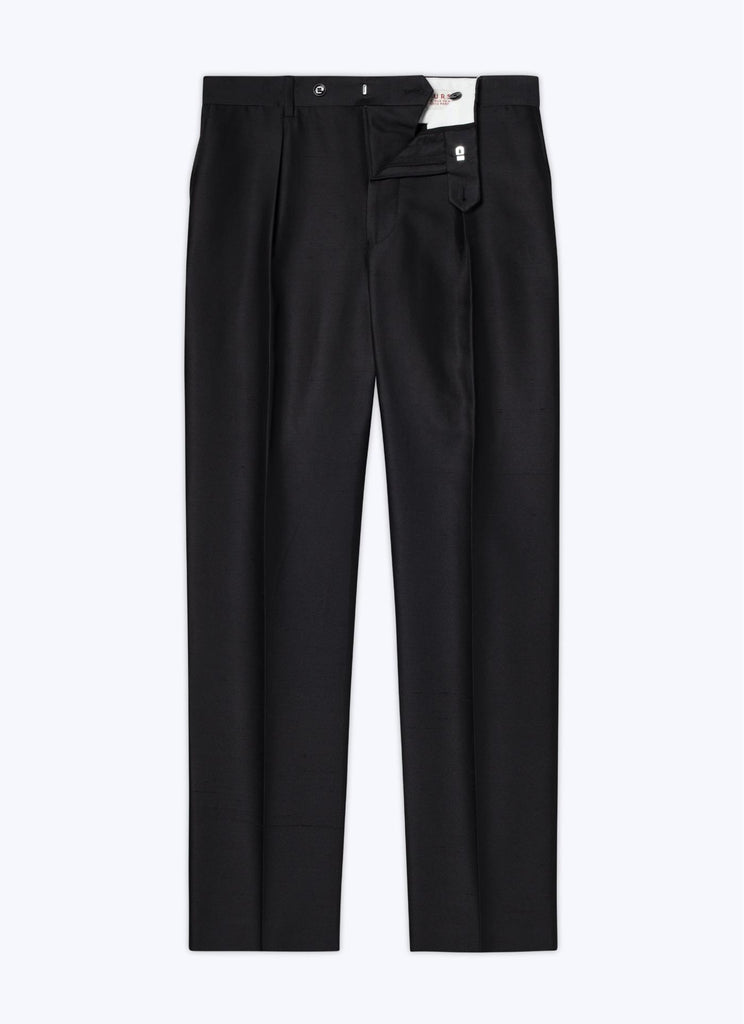 Fursac - Pantalon Noir En Coton Et Soie