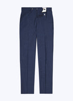 Fursac - Pantalon En Laine Bleue À Micro Dessin