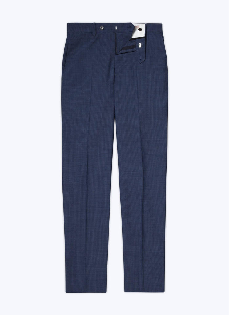 Fursac - Pantalon En Laine Bleue À Micro Dessin