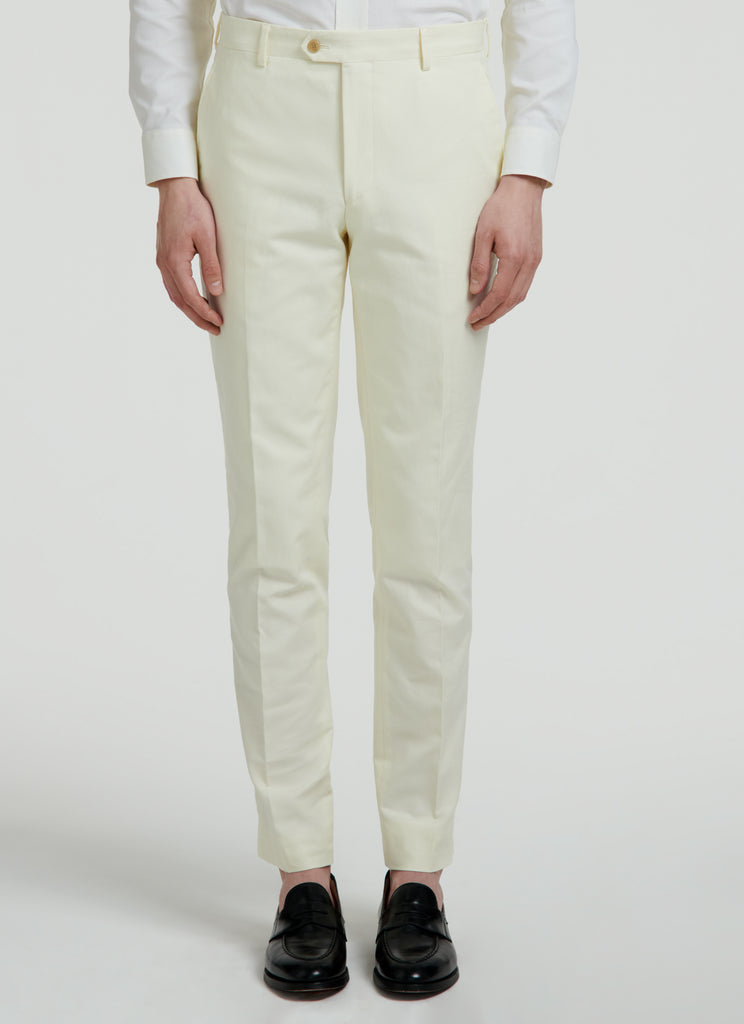 Fursac - Pantalon Serge Coton Tramée Jaune Clair - Jaune Pale