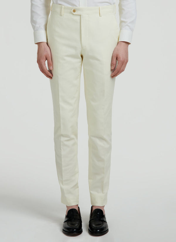 Fursac - Pantalon Serge Coton Tramée Jaune Clair - Jaune Pale