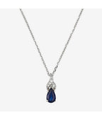 Pendentif "Larme De Saphir" - Diamants 0,01Ct/4 Saphir 0,34Ct - Or Blanc