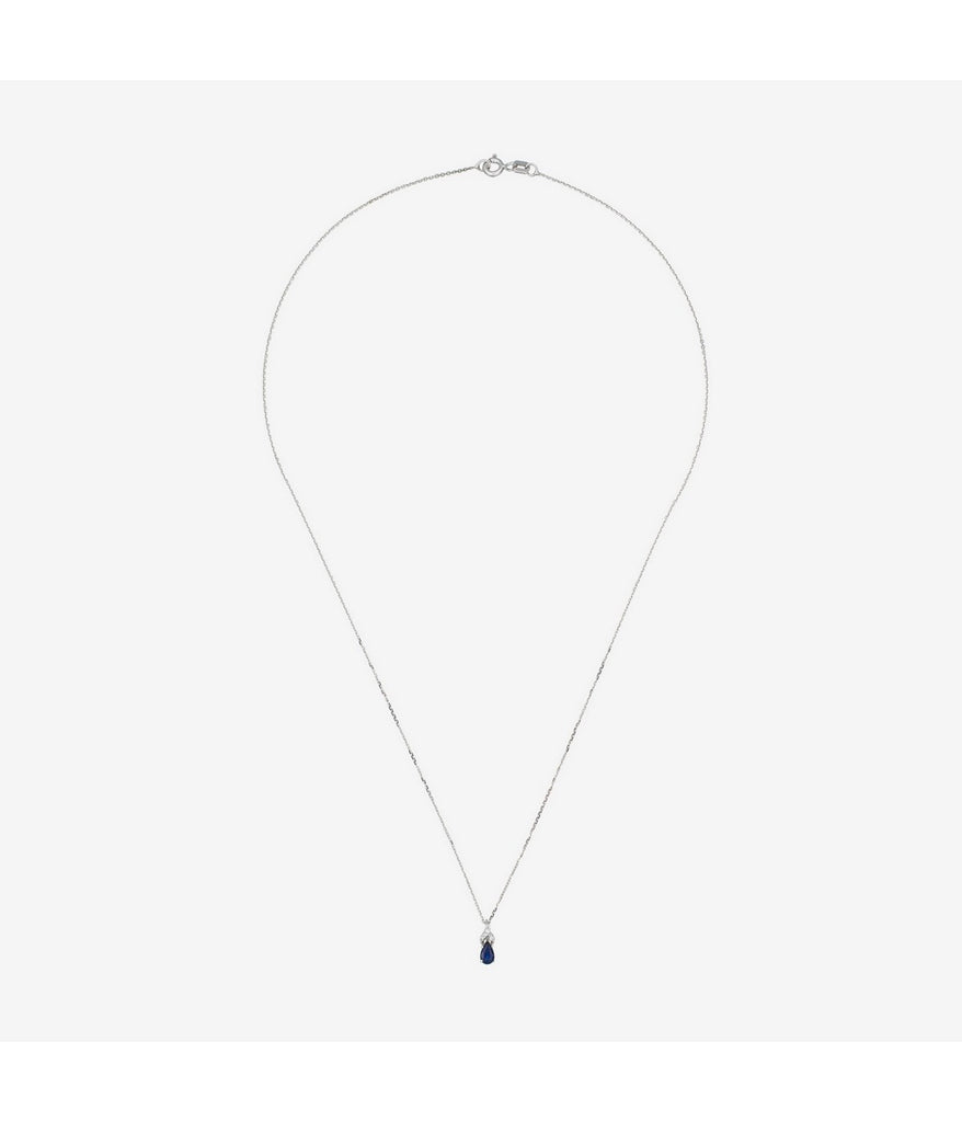Pendentif "Larme De Saphir" - Diamants 0,01Ct/4 Saphir 0,34Ct - Or Blanc