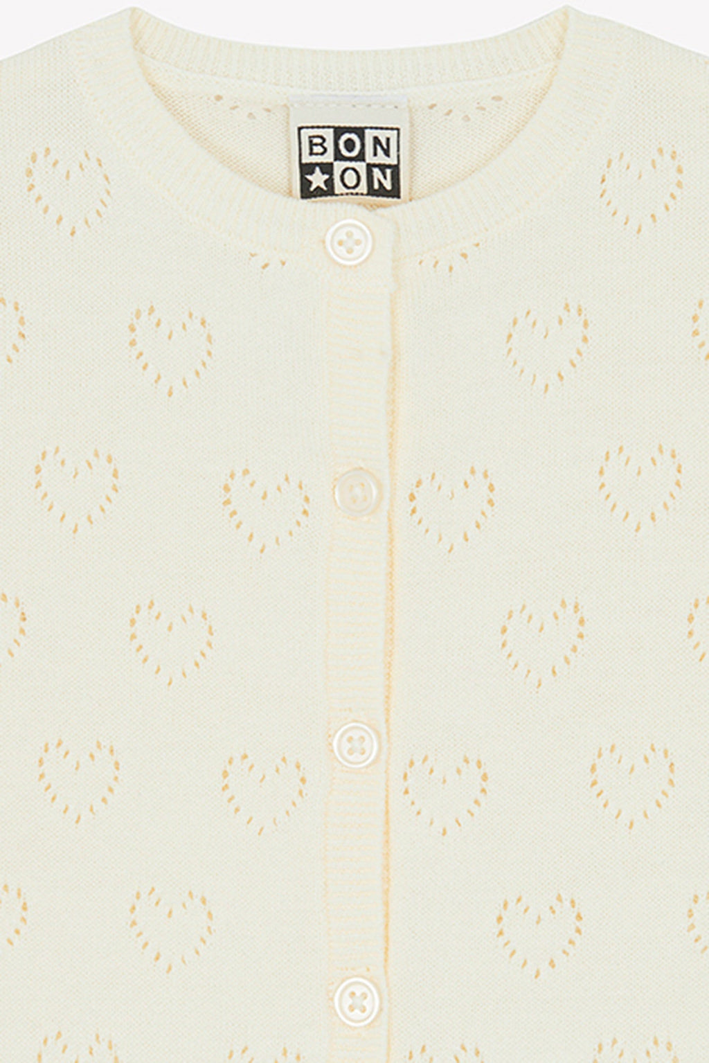 Cardigan - Naissance Beige Cœurs Ajouré