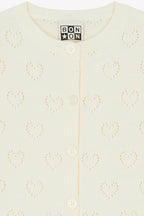 Cardigan - Naissance Beige Cœurs Ajouré