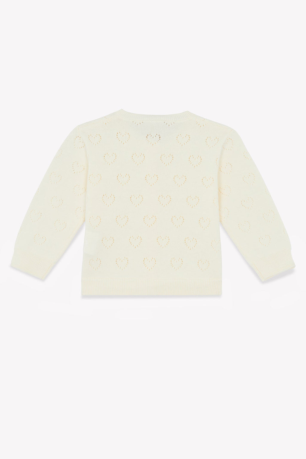 Cardigan - Naissance Beige Cœurs Ajouré