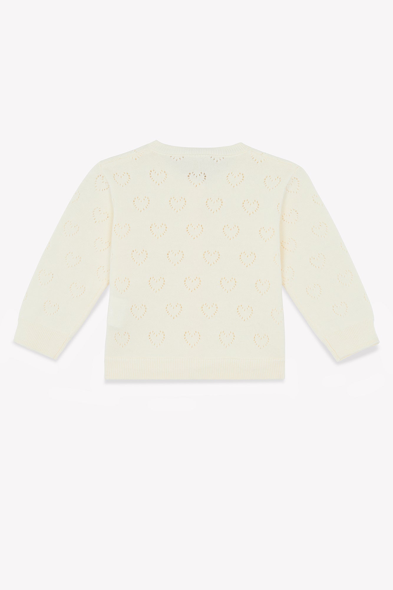 Cardigan - Naissance Beige Cœurs Ajouré