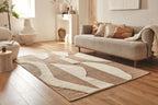 Tapis aspect jute motif abstrait doux  : PAL9489BLA PALMA
