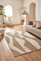 Tapis aspect jute motif abstrait doux  : PAL9489BLA PALMA