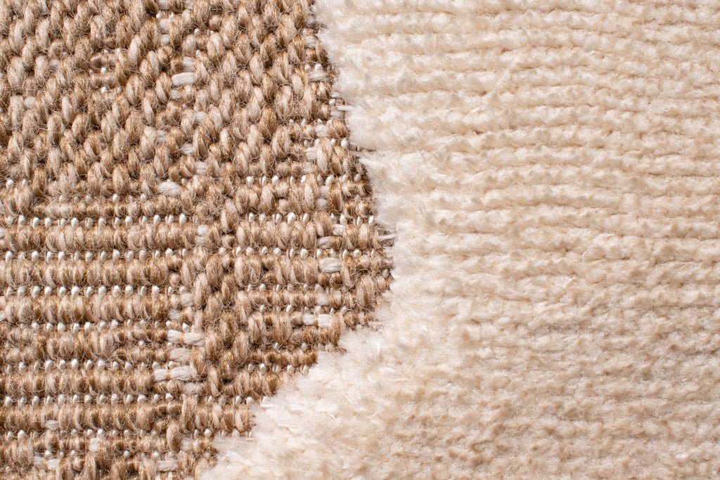 Tapis aspect jute motif abstrait doux  : PAL9489BLA PALMA