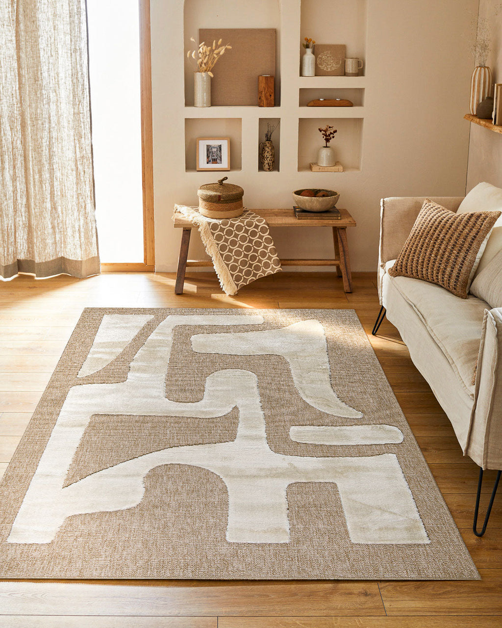 Tapis Palma 9491 - Motif Graphique - Blanc - Intérieur